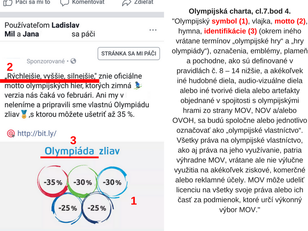Olympijský symbol, vlajka, motto, hymna, identifikácie (okrem iného vrátane termínov „olympijské hry“ a „hry olympiády“), označenia, emblémy, plameň a pochodne, ako sú