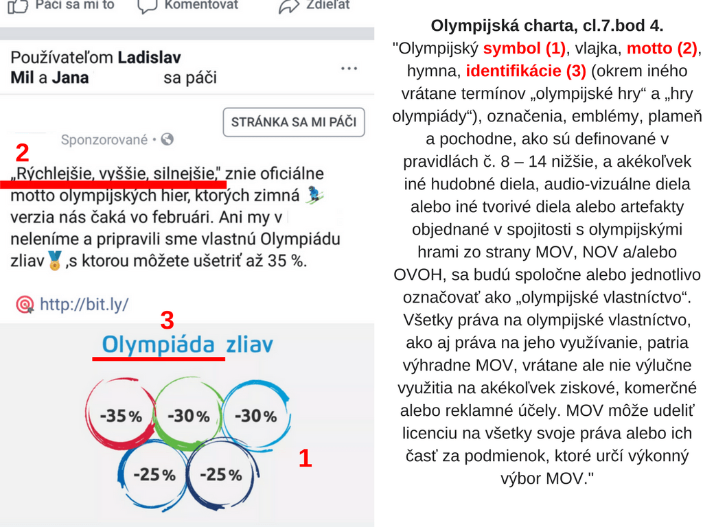 Olympijský symbol, vlajka, motto, hymna, identifikácie (okrem iného vrátane termínov „olympijské hry“ a „hry olympiády“), označenia, emblémy, plameň a pochodne, ako sú